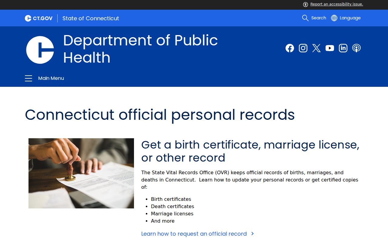 Vernon residents directory Connecticut vital records overview